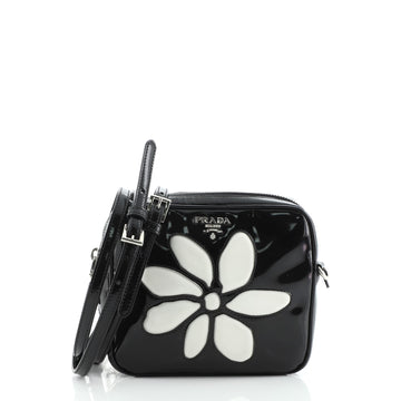 Prada Flowers Crossbody Bag Vernice Saffiano Leather Small