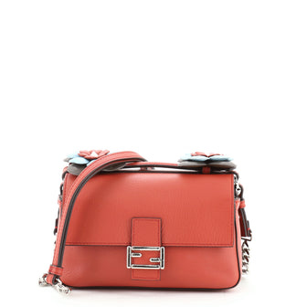 Fendi Flowerland Double Baguette Crossbody Bag Leather Micro