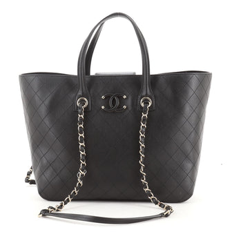 Chanel Covered CC Shopping Tote Stitched Calfskin Medium