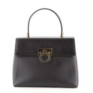 Salvatore Ferragamo Gancini Convertible Top Handle Bag Saffiano Leather Medium