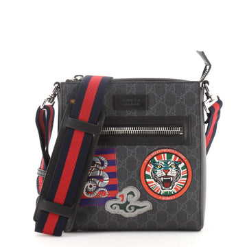 Gucci Night Courrier Zip Messenger GG Coated Canvas with Applique Small