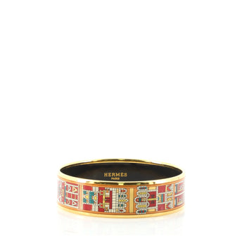 Hermes Bangle Bracelet Printed Enamel Wide