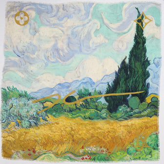 Louis Vuitton Shawl Limited Edition Jeff Koons Van Gogh Print Silk Blend