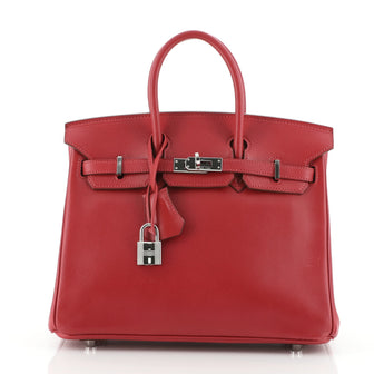 Hermes Birkin Handbag Red Tadelakt with Palladium Hardware 25