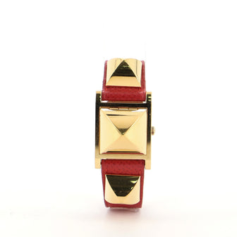 Hermes Medor Quartz Watch Plated Metal and Leather 23