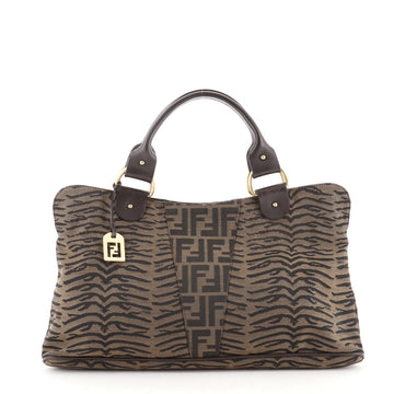 Fendi Vintage Satchel Zucca Canvas and Printed Canvas Large