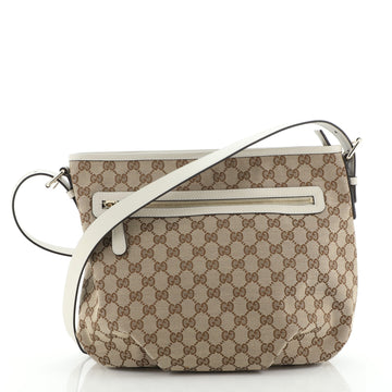 Gucci Front Zip Shoulder Bag GG Canvas Medium