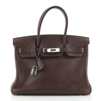 Birkin Handbag Havane Swift with Palladium Hardware 30