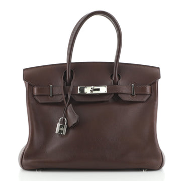 Birkin Handbag Havane Swift with Palladium Hardware 30