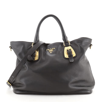 Prada Convertible Buckle Tote Soft Calfskin Large