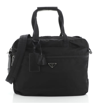 Prada Expandable Front Zip Boston Bag Tessuto Large