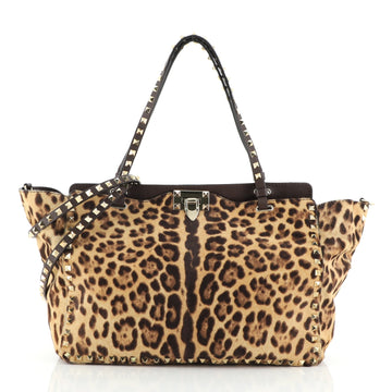 Valentino Rockstud Tote Printed Calf Hair Medium