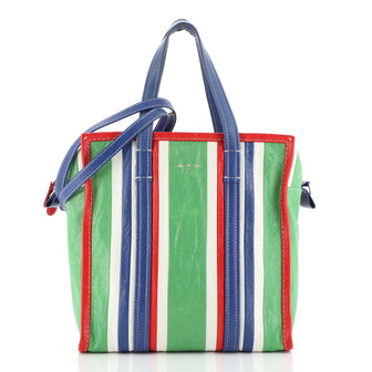 Balenciaga Bazar Convertible Tote Striped Leather Small