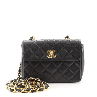 Chanel Vintage CC Chain Flap Bag Quilted Leather Extra Mini