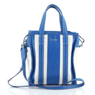 Balenciaga Bazar Convertible Tote Striped Leather XS
