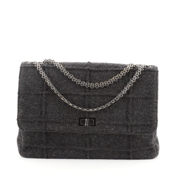 Chanel Chocolate Bar Mademoiselle Flap Bag Quilted Wool Jumbo
