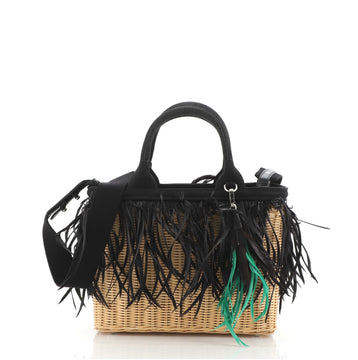 Prada Convertible Fringe Basket Bag Wicker and Woven Straw Small