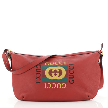 Gucci Logo Half-Moon Hobo Printed Leather