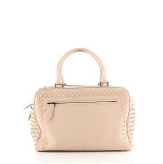 Bottega Veneta Brera Handbag Leather with Intrecciato Detail Medium