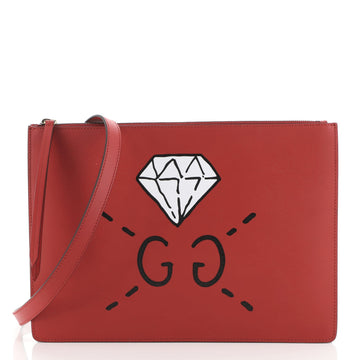 Gucci Zip Messenger Bag GucciGhost Leather Large