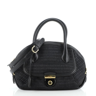 Salvatore Ferragamo Fiamma Satchel Woven Leather Medium