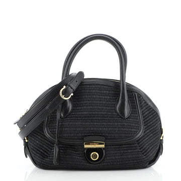 Salvatore Ferragamo Fiamma Satchel Woven Leather Medium