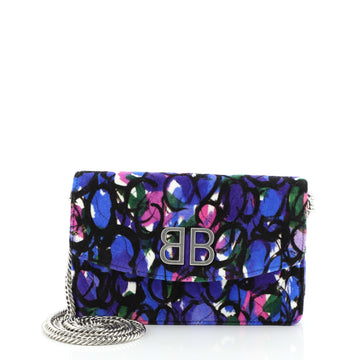 Balenciaga BB Chain Wallet Quilted Printed Velvet