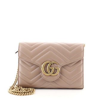 Gucci Mini GG Marmont Matelasse Wallet On Chain - Neutrals