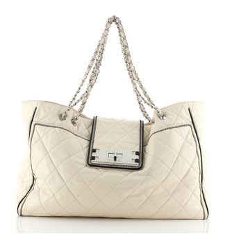 Chanel Mademoiselle Lock East West Tote Quilted Leather Large
