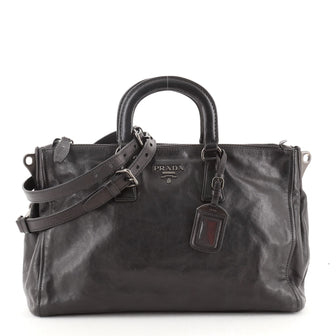 Prada Convertible Zip Satchel Glace Calf Large