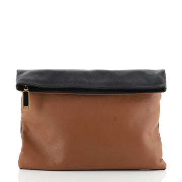 Fendi Bicolor Fold Over Clutch Leather