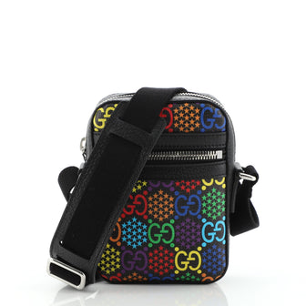 Gucci Front Zip Messenger Bag Psychedelic Print GG Coated Canvas Mini