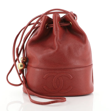 Chanel Vintage CC Drawstring Bucket Bag Caviar Small