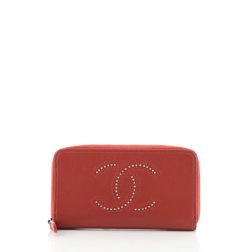 Chanel Timeless CC Zip Around Wallet Studded Leather Long