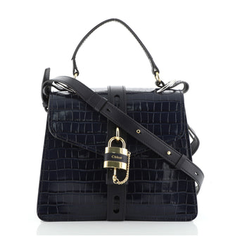 Chloe Aby Day Bag Crocodile Embossed Leather Medium