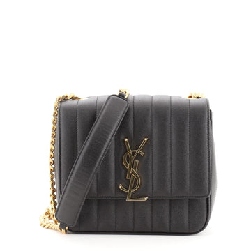 Saint Laurent Vicky Crossbody Bag Vertical Quilted Grainy Leather Medium