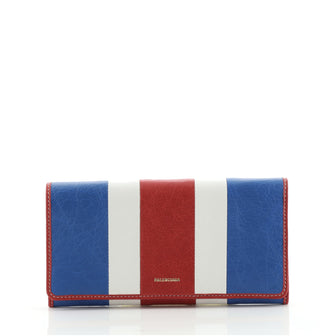 Balenciaga Bazar Flap Wallet Striped Leather Long