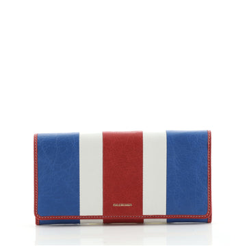 Balenciaga Bazar Flap Wallet Striped Leather Long