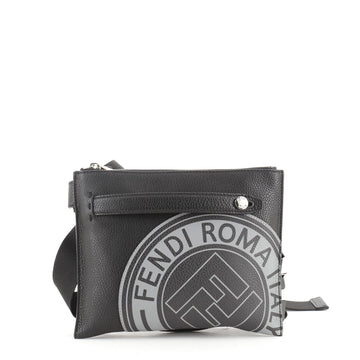 Fendi Logo Stamp Flat Messenger Printed Leather Small