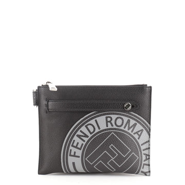 Fendi Logo Stamp Flat Messenger Printed Leather Small