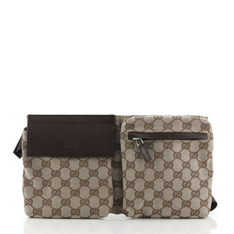 Gucci Vintage Double Belt Bag GG Canvas
