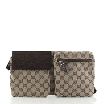 Gucci Vintage Double Belt Bag GG Canvas