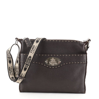 Fendi Vintage Selleria Zip Messenger Bag Leather Small