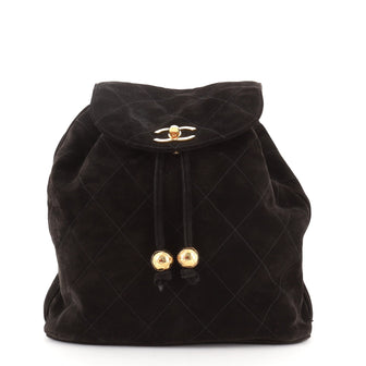 Chanel Vintage Backpack Quilted Suede Medium