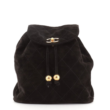 Chanel Vintage Backpack Quilted Suede Medium