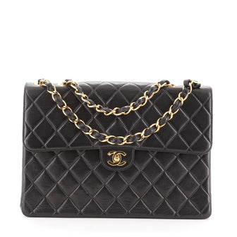Chanel Vintage Classic Single Flap Bag Quilted Lambskin Jumbo