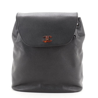 Chanel Vintage CC Resin Flap Backpack Leather Medium