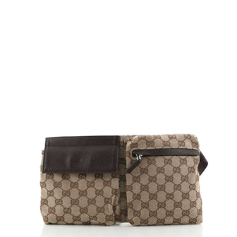 Gucci Vintage Double Belt Bag GG Canvas