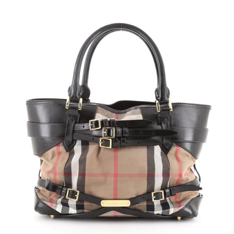 Burberry Bridle Lynher Tote House Check Canvas Medium