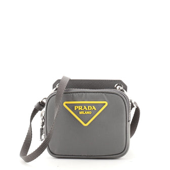 Prada Logo Lanyard Zip Pouch Nylon with Saffiano Leather